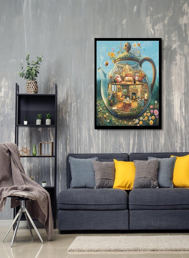 PPuzzling Teapot House Puzzle 1000 Pieces for Adults, Colorful Butterfly Garden Jigsaw Puzzles, Challenging Room Art Puzzles as Wall Decor - Image 5